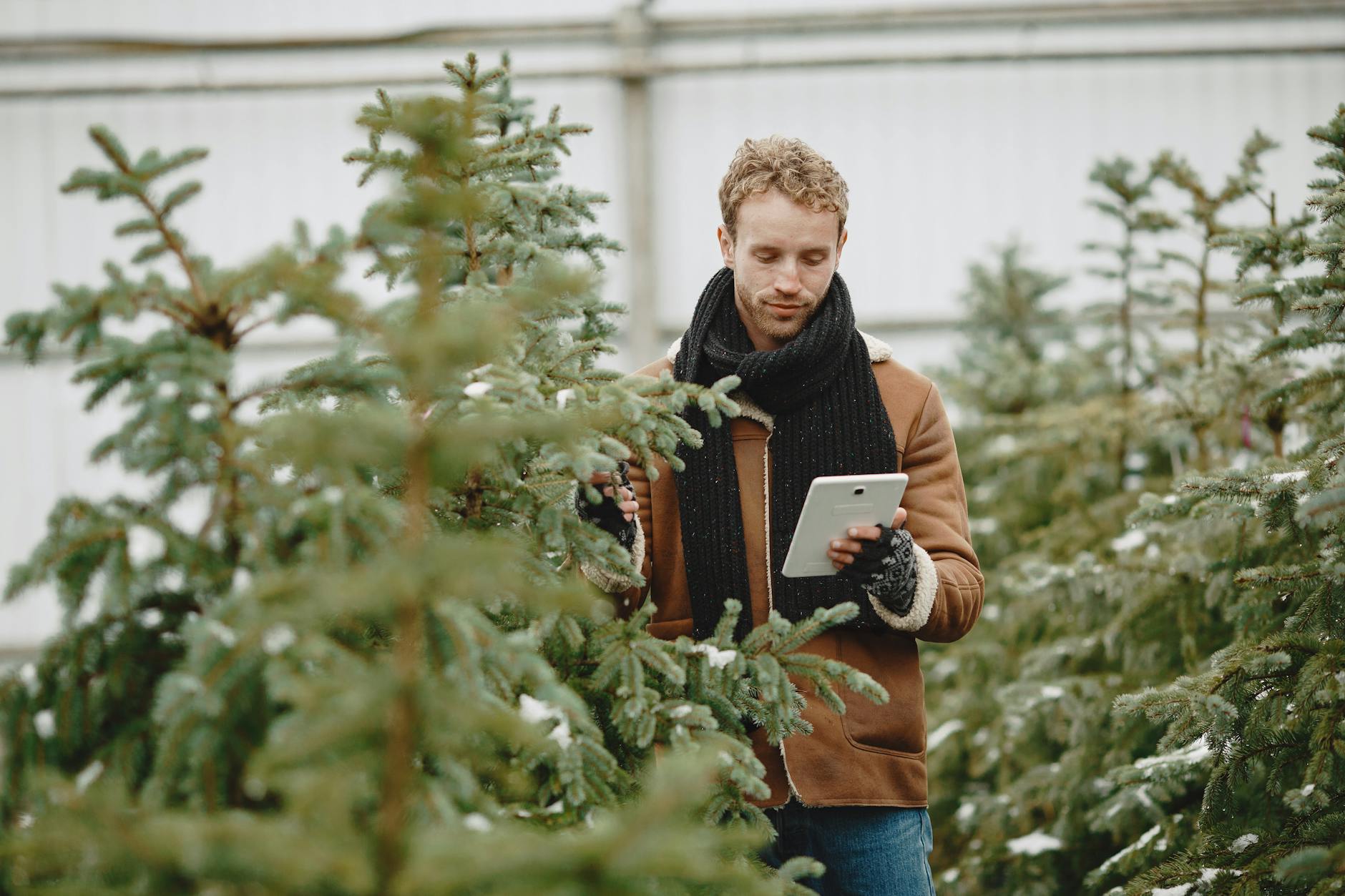 Gestionnaire forestier avec tablette sur le terrain